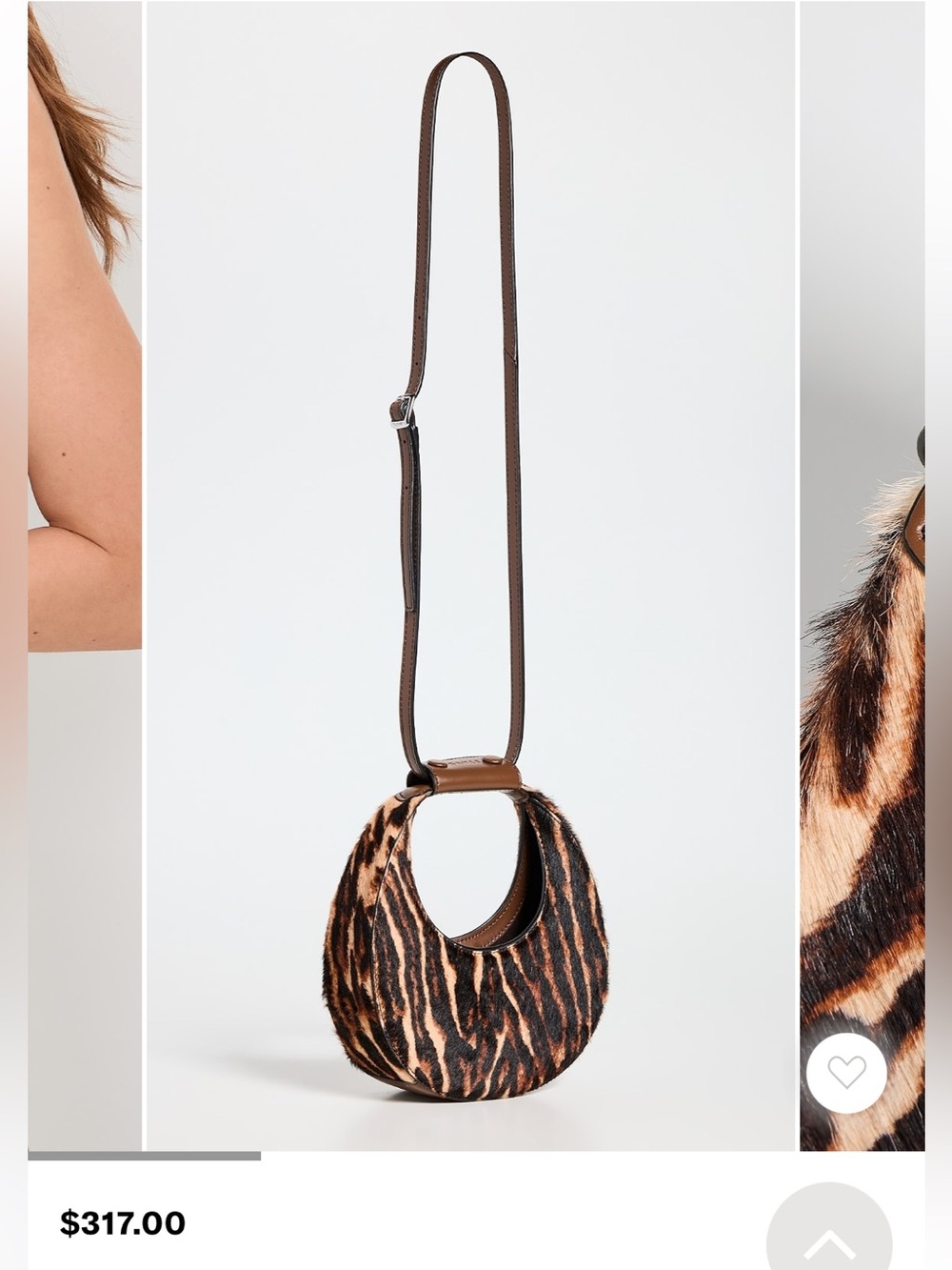 STAUD- Leopard Print Crescent Shoulder Bag in Brown - Picture 3 of 6